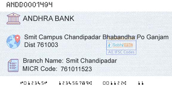 Andhra Bank Smit ChandipadarBranch 