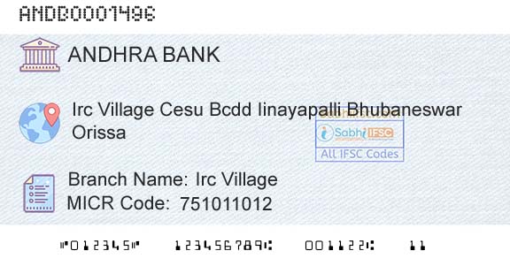 Andhra Bank Irc VillageBranch 