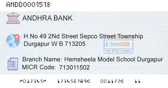 Andhra Bank Hemsheela Model School Durgapur Branch 