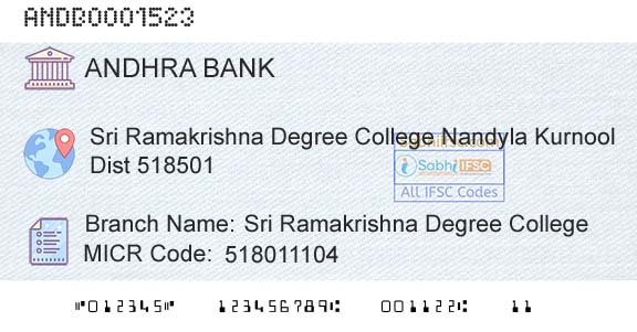 Andhra Bank Sri Ramakrishna Degree CollegeBranch 