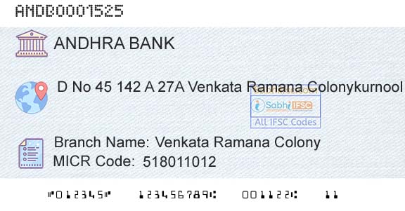 Andhra Bank Venkata Ramana ColonyBranch 