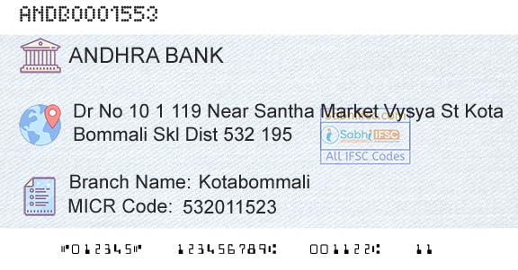 Andhra Bank KotabommaliBranch 