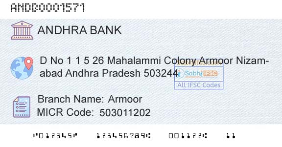 Andhra Bank ArmoorBranch 