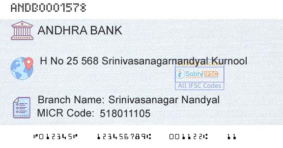Andhra Bank Srinivasanagar Nandyal Branch 