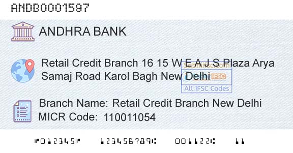 Andhra Bank Retail Credit Branch New DelhiBranch 