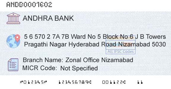 Andhra Bank Zonal Office NizamabadBranch 