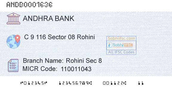 Andhra Bank Rohini Sec 8Branch 