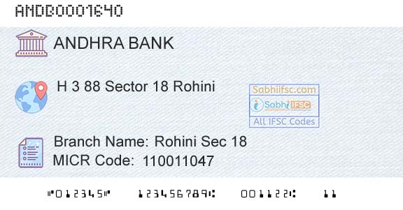 Andhra Bank Rohini Sec 18Branch 