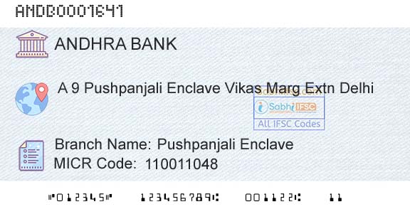 Andhra Bank Pushpanjali EnclaveBranch 