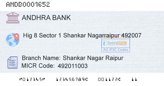 Andhra Bank Shankar Nagar RaipurBranch 