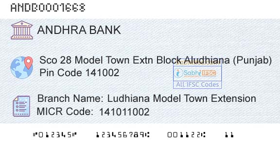 Andhra Bank Ludhiana Model Town ExtensionBranch 