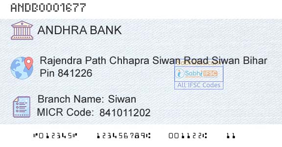 Andhra Bank SiwanBranch 