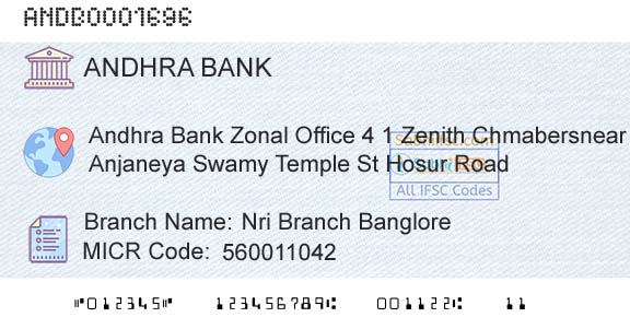 Andhra Bank Nri Branch BangloreBranch 