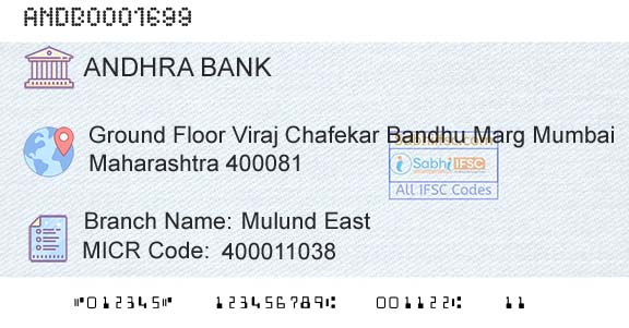 Andhra Bank Mulund East Branch 