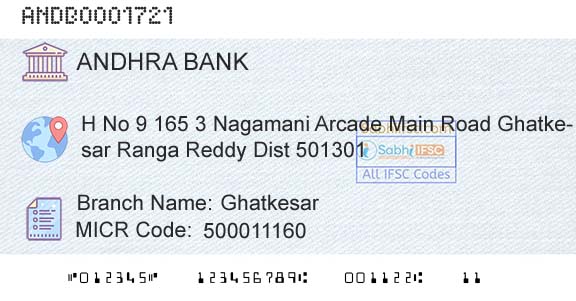 Andhra Bank GhatkesarBranch 