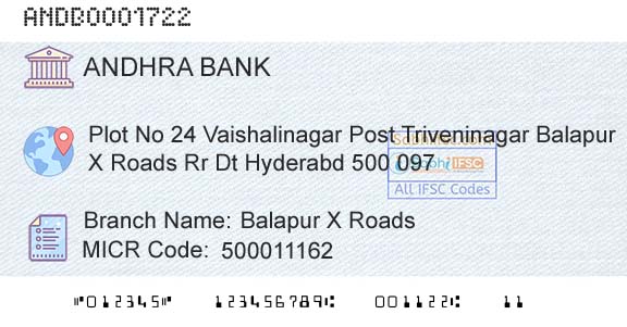 Andhra Bank Balapur X RoadsBranch 