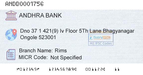 Andhra Bank RimsBranch 