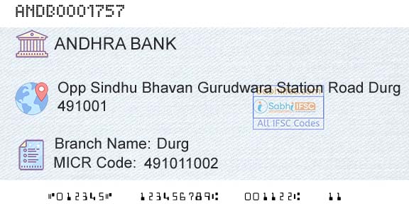 Andhra Bank DurgBranch 