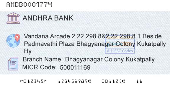 Andhra Bank Bhagyanagar Colony Kukatpally Branch 