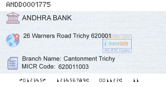 Andhra Bank Cantonment TrichyBranch 