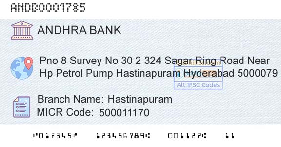 Andhra Bank HastinapuramBranch 