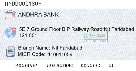 Andhra Bank Nit FaridabadBranch 