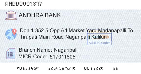 Andhra Bank NagaripalliBranch 