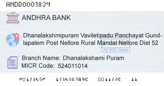 Andhra Bank Dhanalakshami PuramBranch 