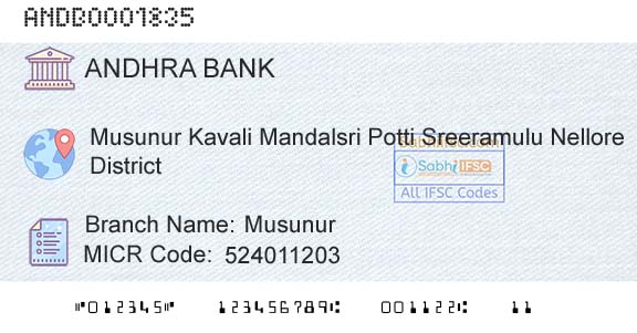 Andhra Bank MusunurBranch 