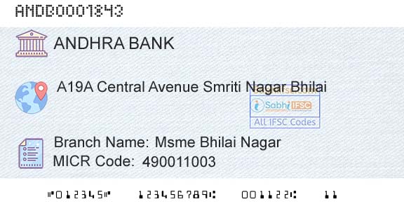 Andhra Bank Msme Bhilai NagarBranch 