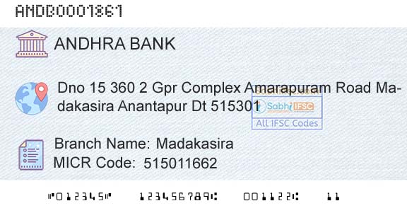 Andhra Bank MadakasiraBranch 