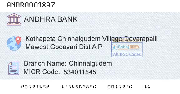 Andhra Bank ChinnaigudemBranch 