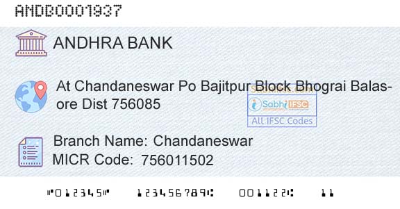 Andhra Bank ChandaneswarBranch 
