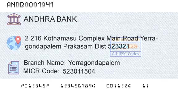 Andhra Bank YerragondapalemBranch 