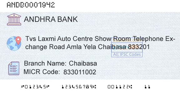 Andhra Bank ChaibasaBranch 