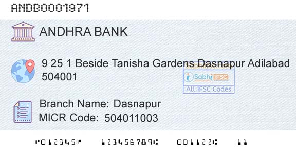 Andhra Bank DasnapurBranch 