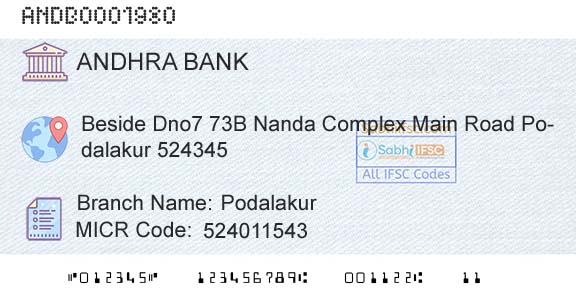 Andhra Bank PodalakurBranch 