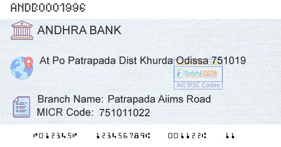 Andhra Bank Patrapada Aiims RoadBranch 