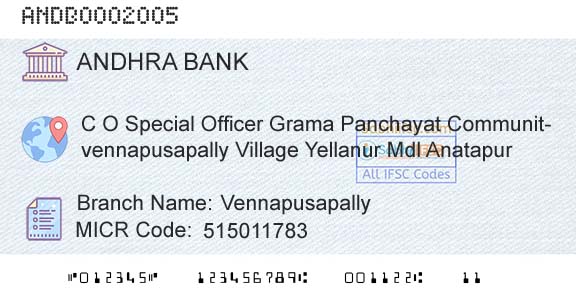 Andhra Bank VennapusapallyBranch 