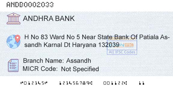 Andhra Bank AssandhBranch 