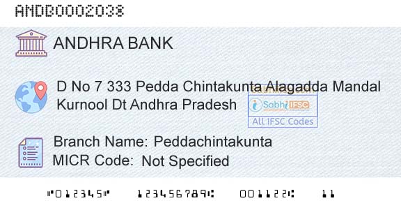 Andhra Bank PeddachintakuntaBranch 