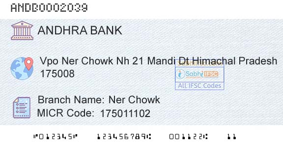 Andhra Bank Ner ChowkBranch 