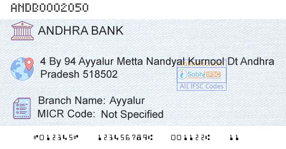 Andhra Bank AyyalurBranch 