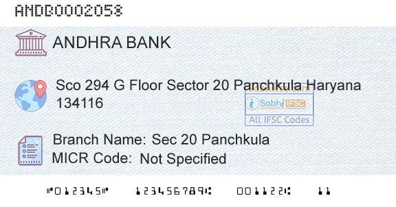 Andhra Bank Sec 20 PanchkulaBranch 