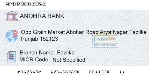 Andhra Bank FazilkaBranch 