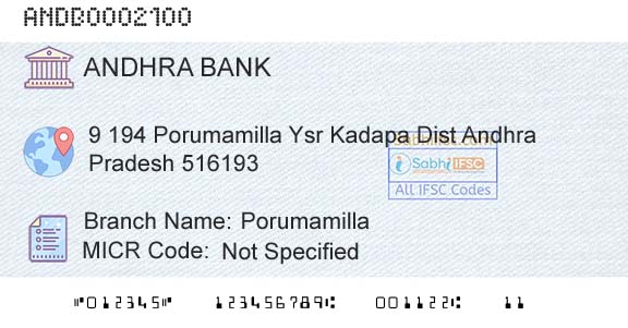 Andhra Bank PorumamillaBranch 