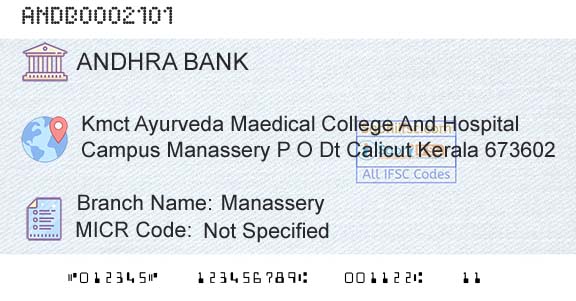Andhra Bank ManasseryBranch 