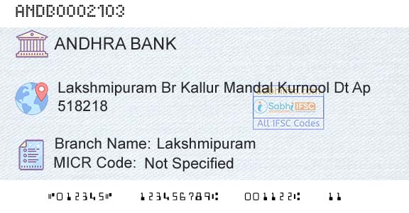 Andhra Bank LakshmipuramBranch 