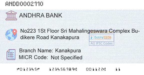 Andhra Bank KanakpuraBranch 