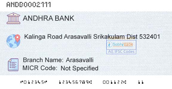 Andhra Bank ArasavalliBranch 